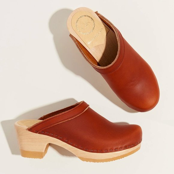 No. 6 Shoes - No.6 Old School Clog on Mid Heel in Bourbon